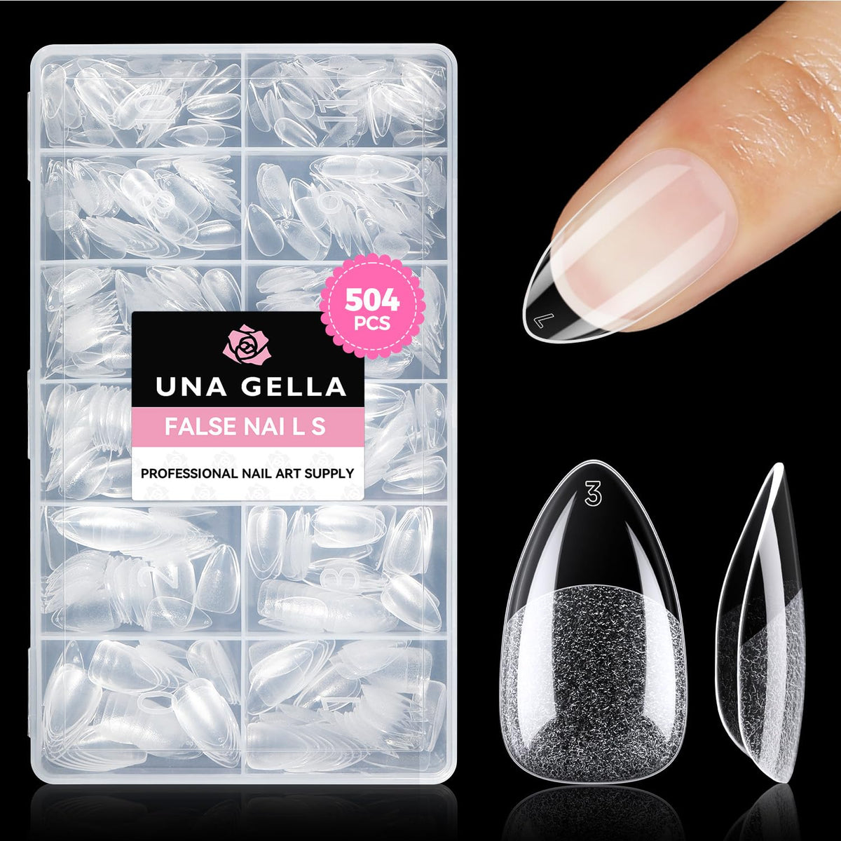 UNA GELLA Puntas de uñas cortas de almendra: 504 PCS uñas postizas...