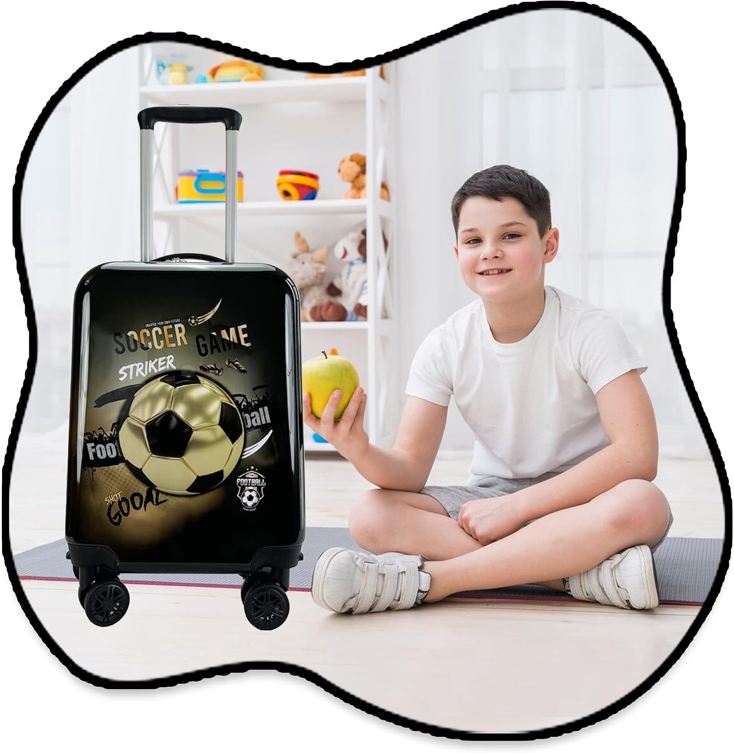 Inprof Juego de maletas para niños, 5 piezas, equipaje de fútbol du...