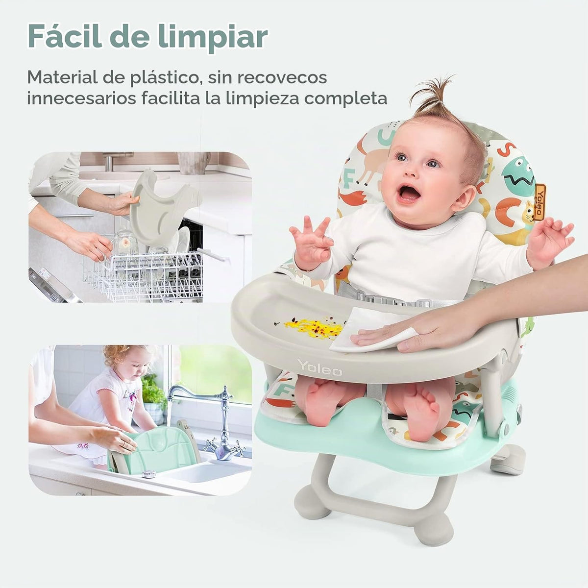 YOLEO Silla Alta para Bebé Asiento Elevador para Mesa de Comedor, A...