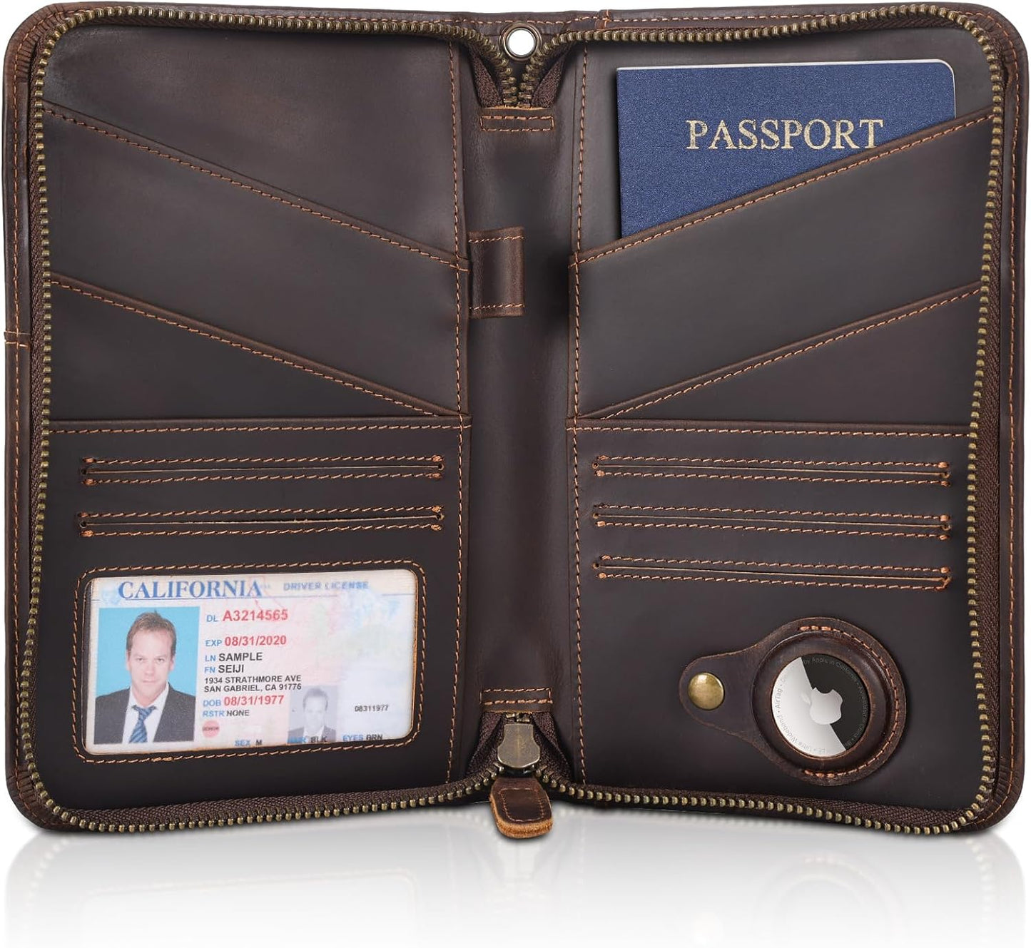 Polare - Funda para pasaporte de cuero de grano completo para hombr...