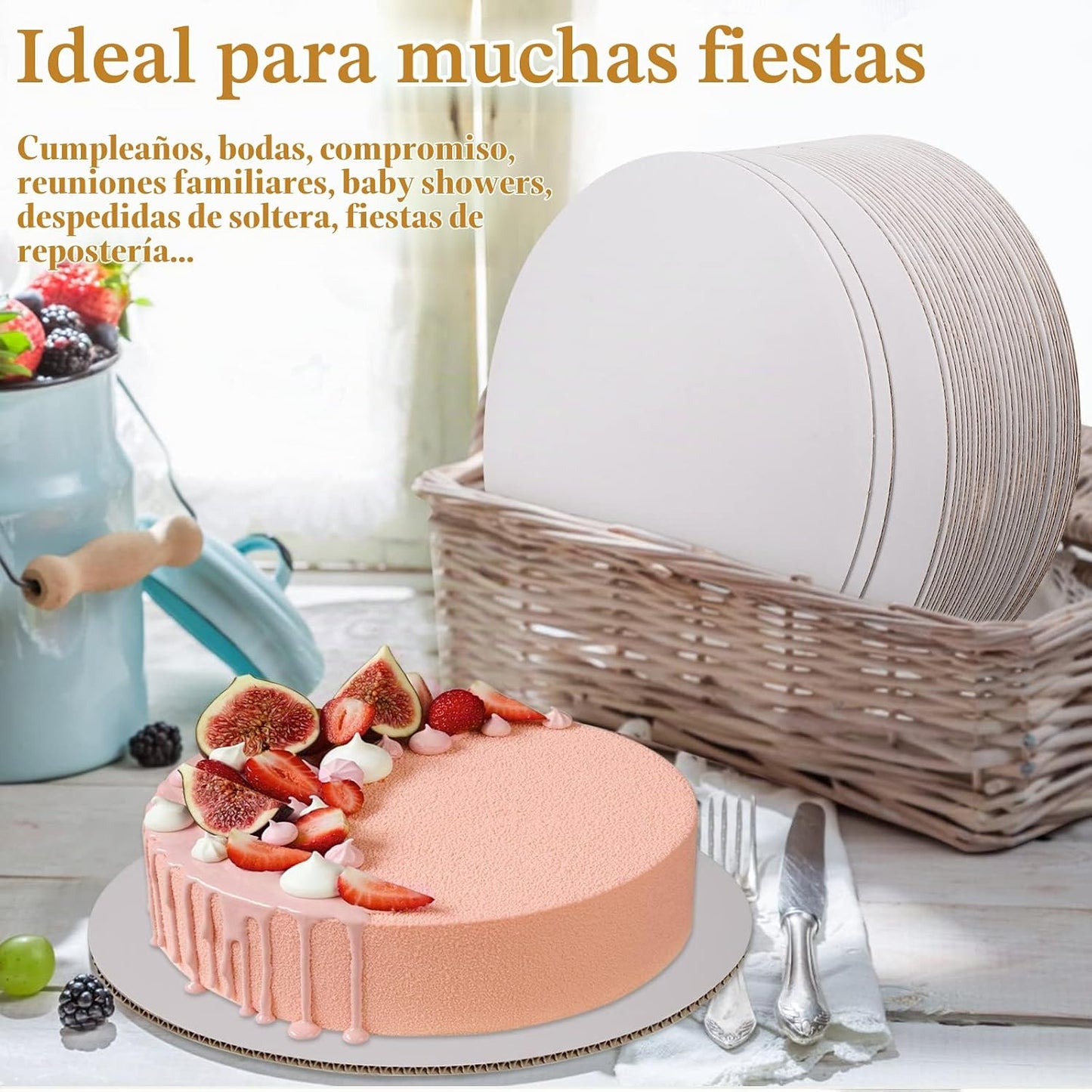 Sudaya Juego de 50 soportes para tartas, 50 soportes redondos para...