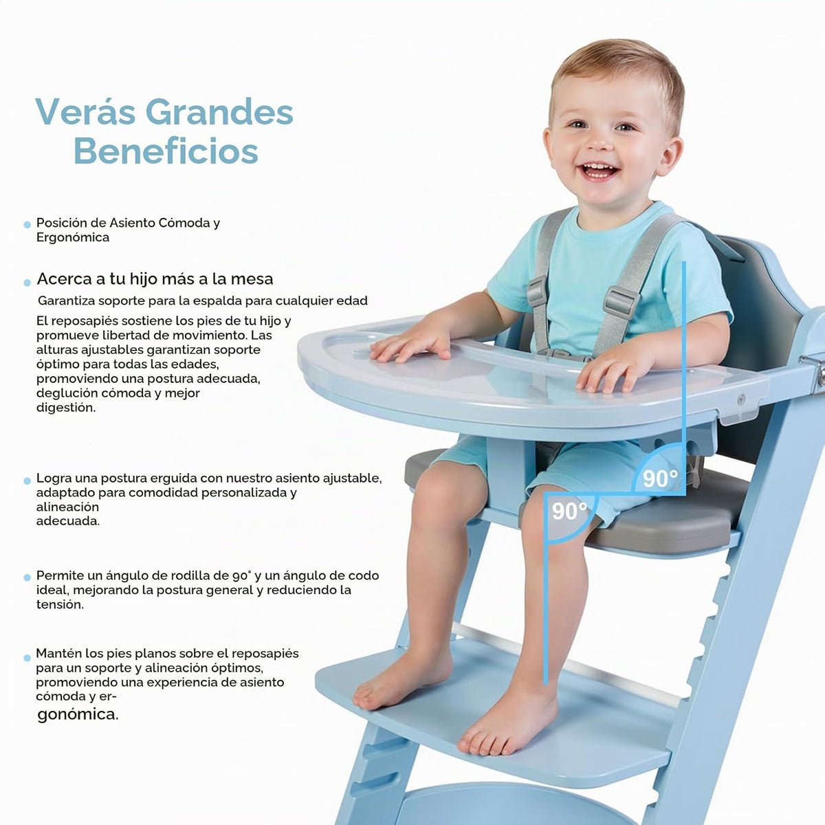 Cowiewie Silla alta convertible 3 en 1 de madera para bebés y niños...
