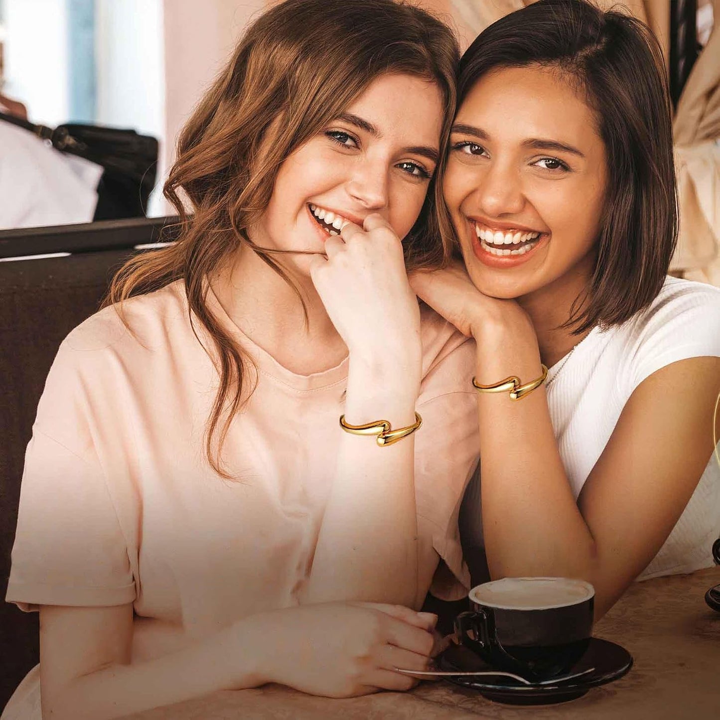 MTINAPS Brazalete de oro para mujeres y adolescentes, pulsera de mo...