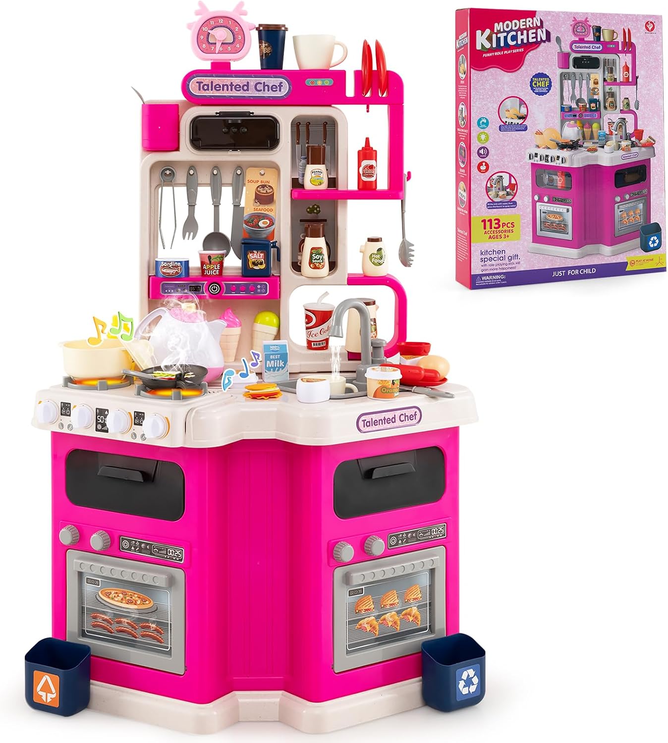 HONEY JOY Juego de cocina esquinera para niños, cocina de plástico...