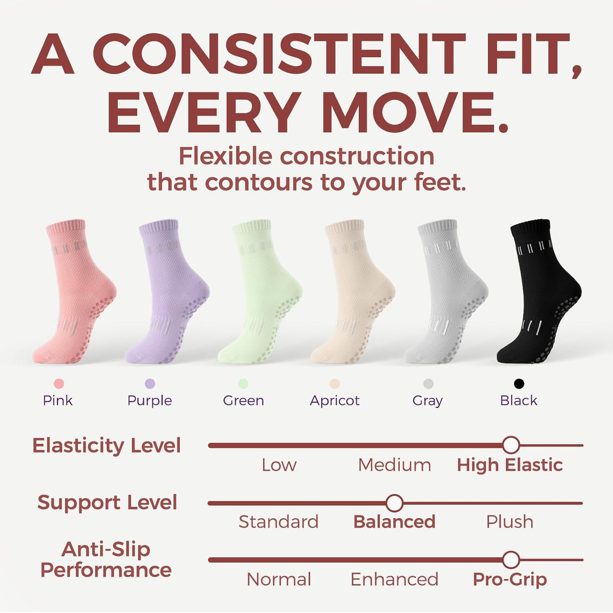 FITFEL 5 pares de calcetines de pilates, calcetines de yoga con emp...