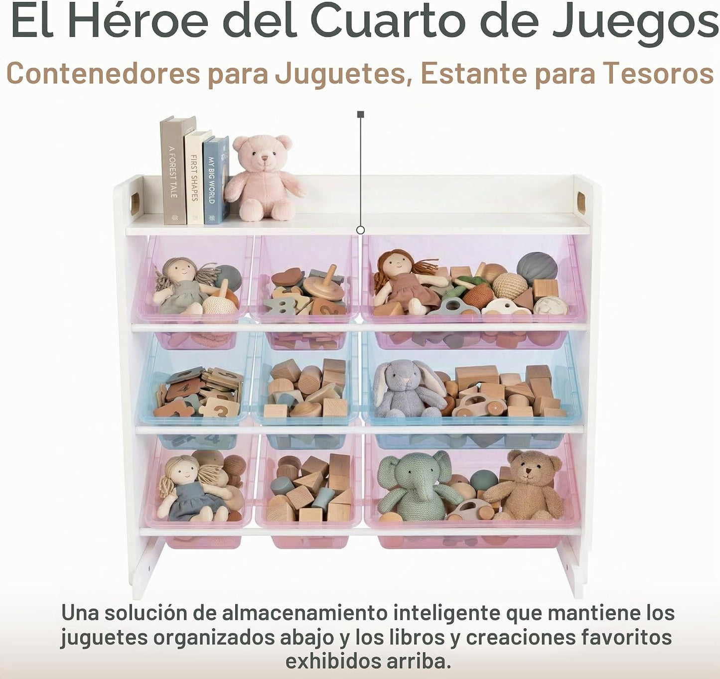Humble Crew Organizador de juguetes para niños con estante de exhib...