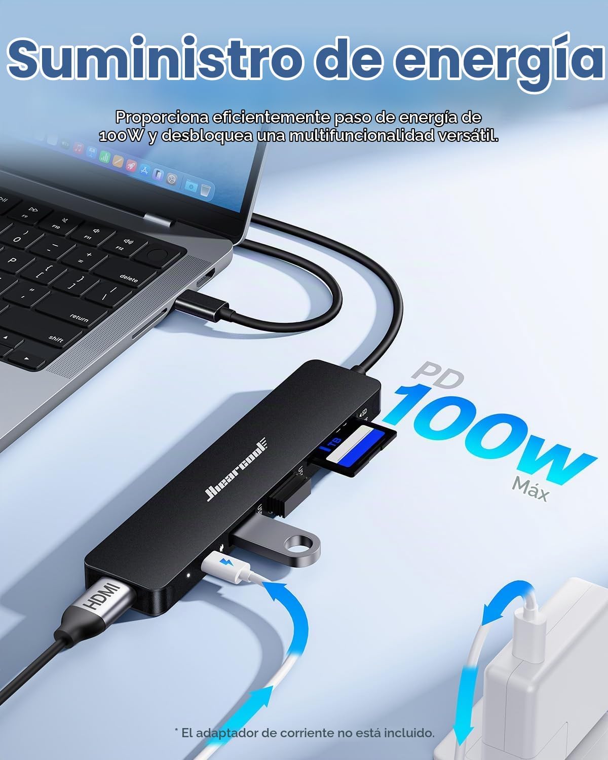 Hiearcool - Hub USB C 7 en 1, compatible con MacBook, color negro |...