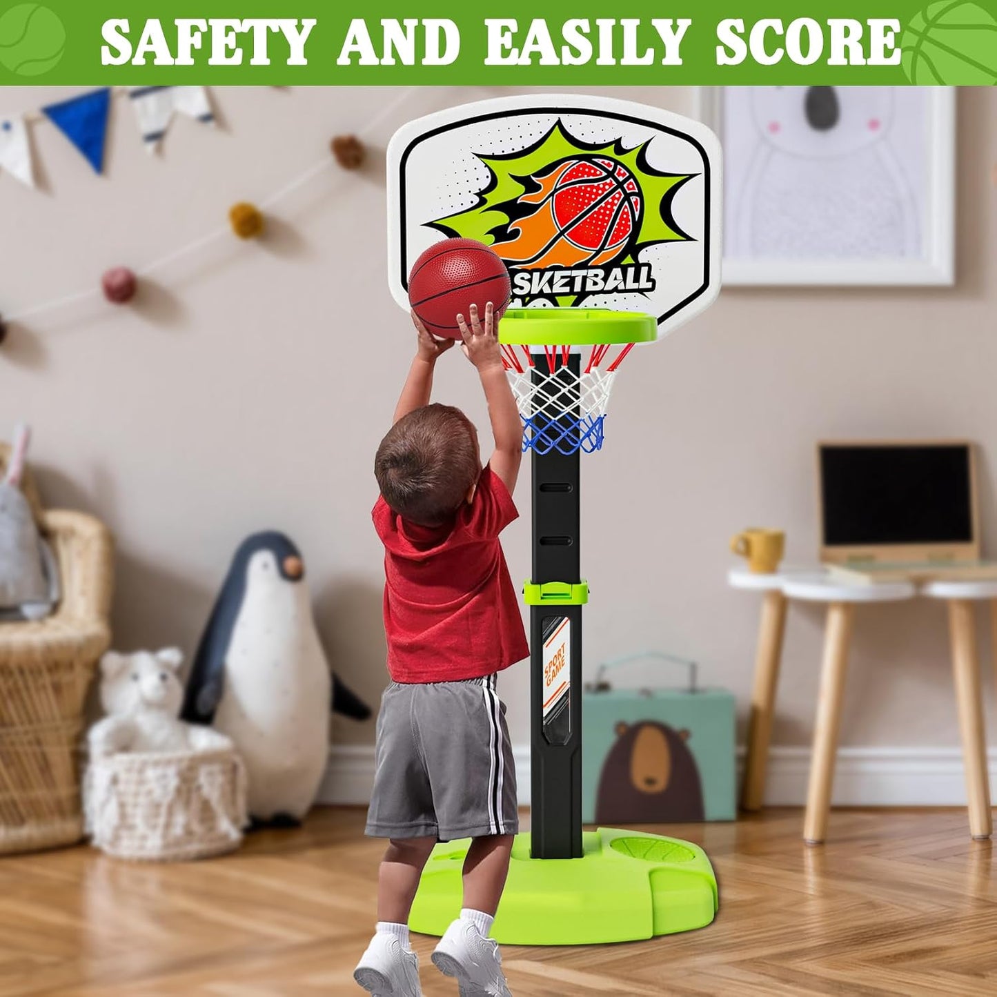 Juego de aro de baloncesto y tee ball 3 en 1 para niños pequeños: s...