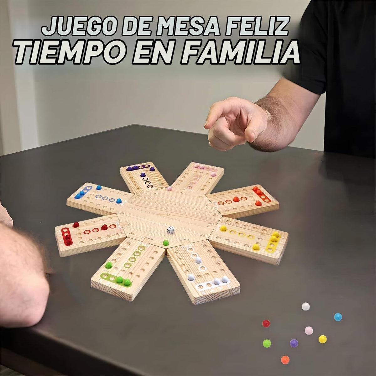 Juego de mesa de madera, juego de fiesta familiar para 2 a 8 jugado...