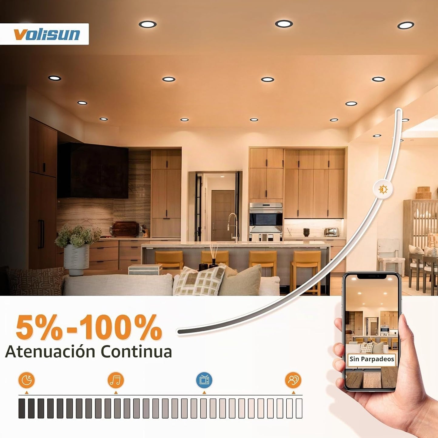 VOLISUN Paquete de 24 luces empotrables de 4 pulgadas, luz LED empo...