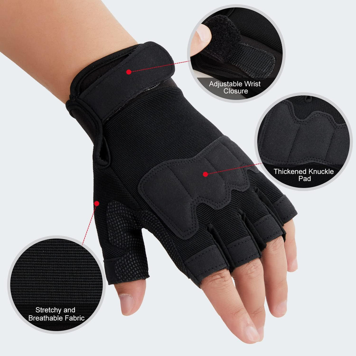 Guantes sin dedos Fioretto para Airsoft, tiro, medio dedo, caza, se...
