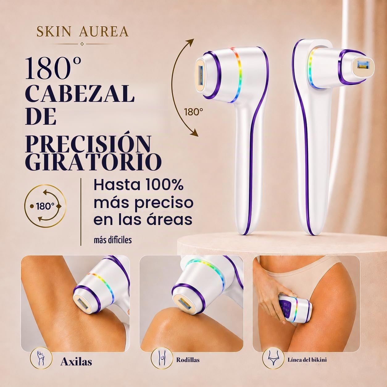 Skin Aurea™ Un dispositivo de depilación IPL inalámbrico 24J para r...