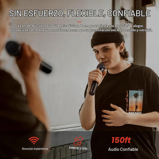 Phenyx Pro Sistema de micrófono inalámbrico, juego de micrófono ina...