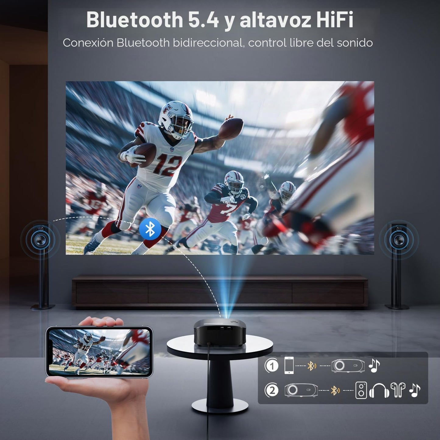 Mini proyector GOODEE [Google TV con licencia oficial] Aplicaciones...