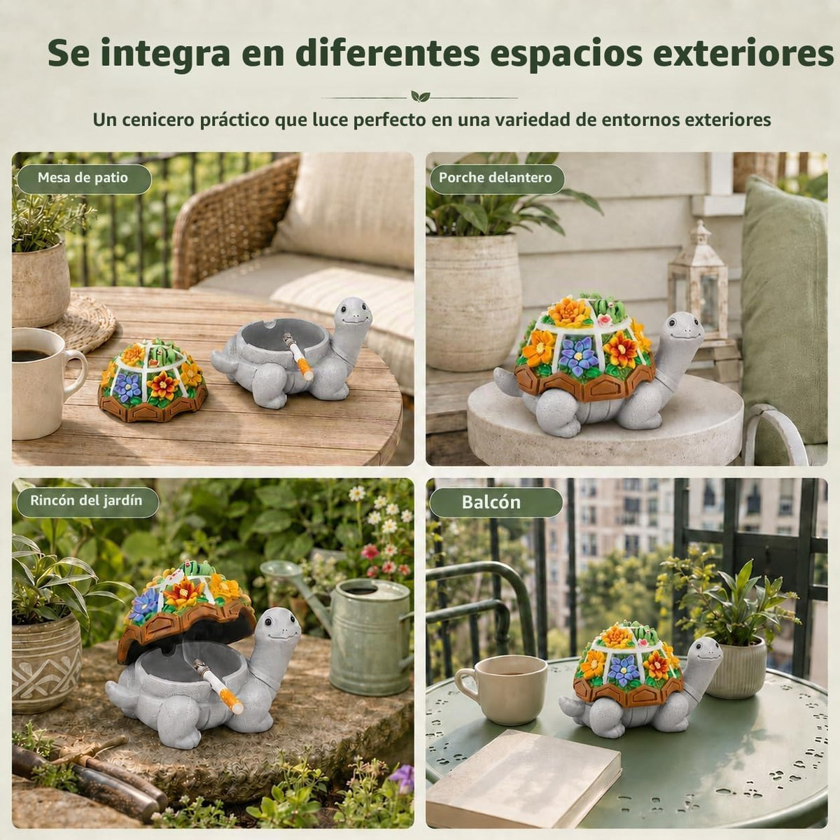LESES Cenicero, lindo cenicero de cigarrillos de tortuga con tapa,...