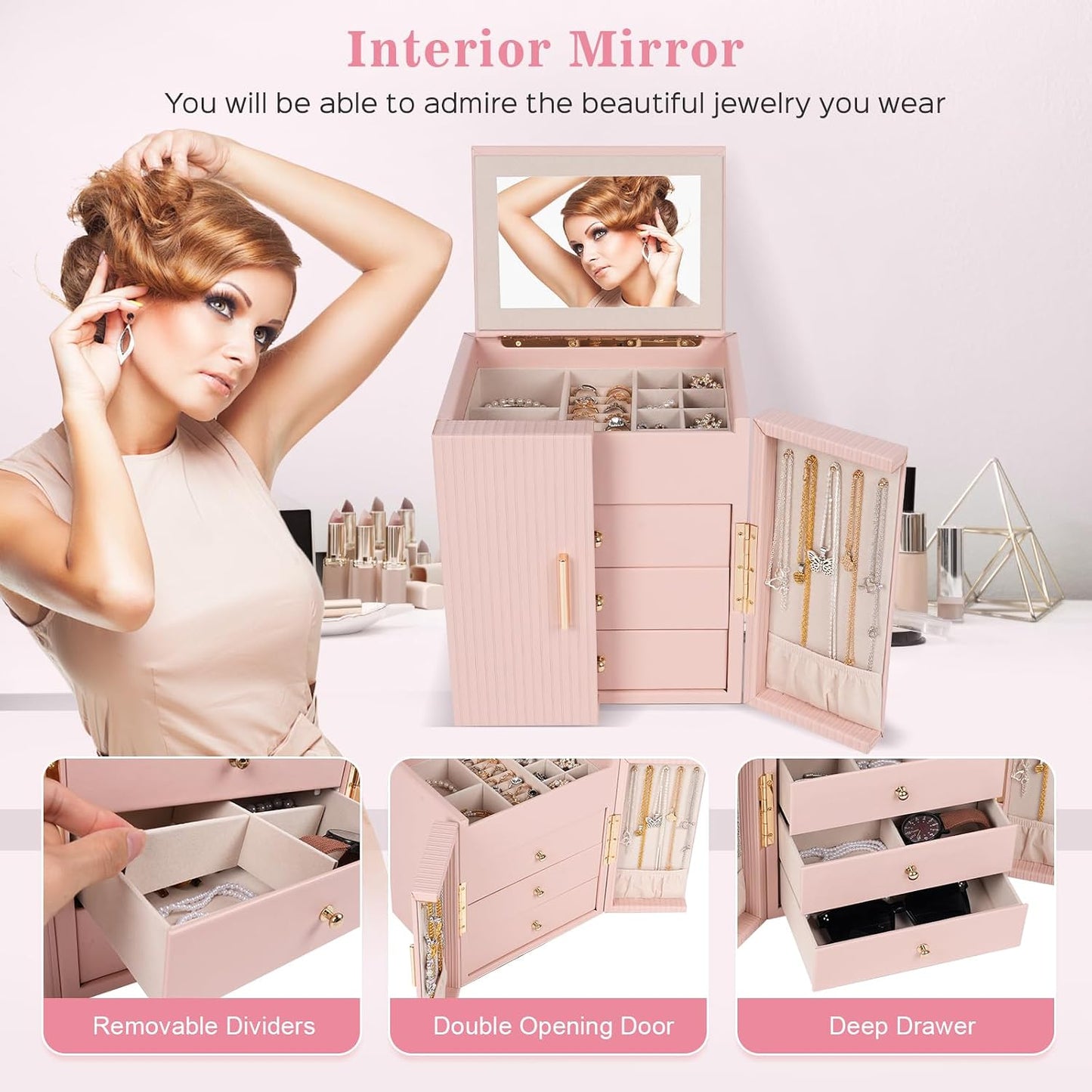 Dajasan Caja de Joyería para Niñas y Mujeres, Caja Organizadora de...