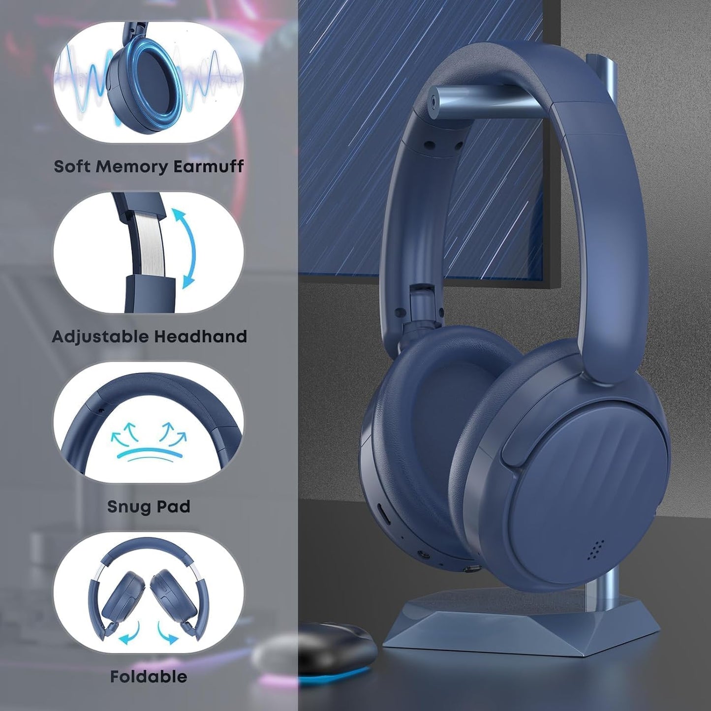 Auriculares Bluetooth con cancelación activa de ruido (ANC), auricu...