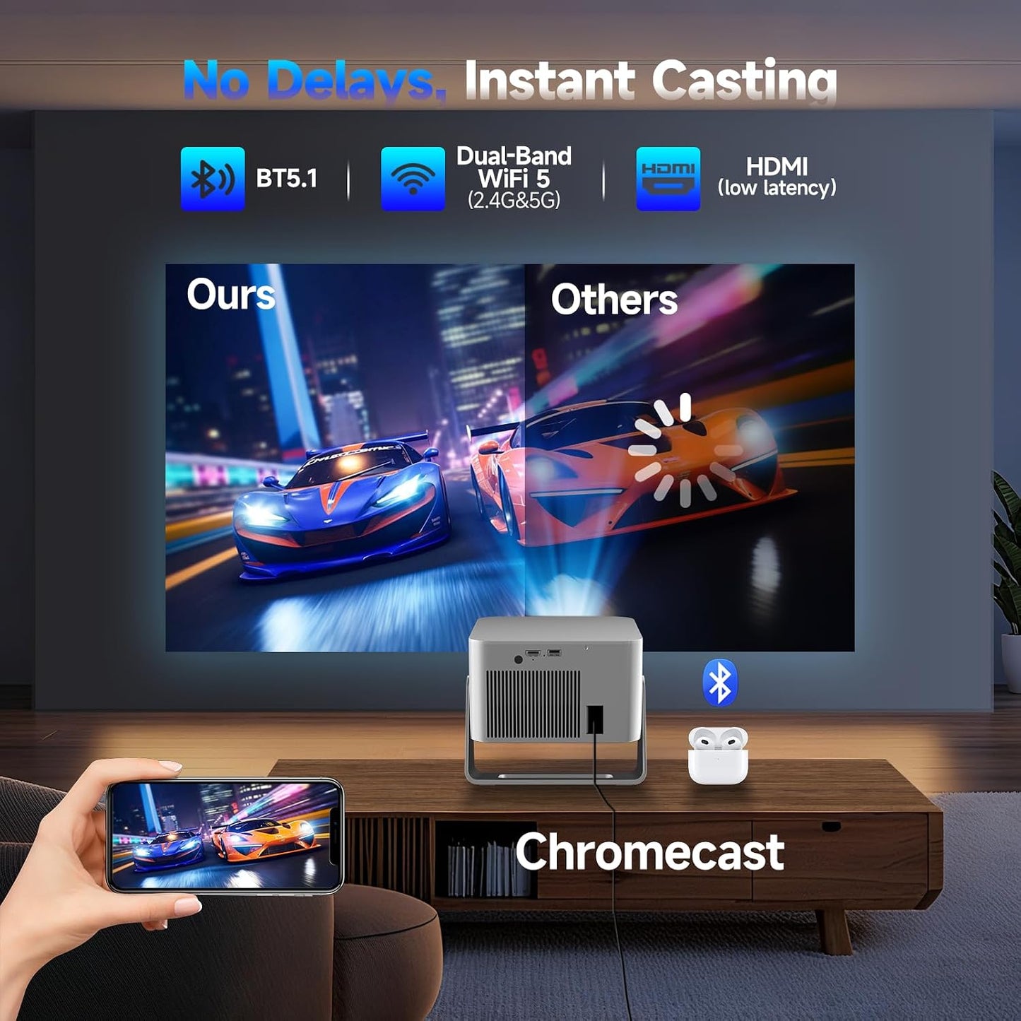 Magcubic Proyector inteligente 4K, proyector portátil con WiFi y Bl...