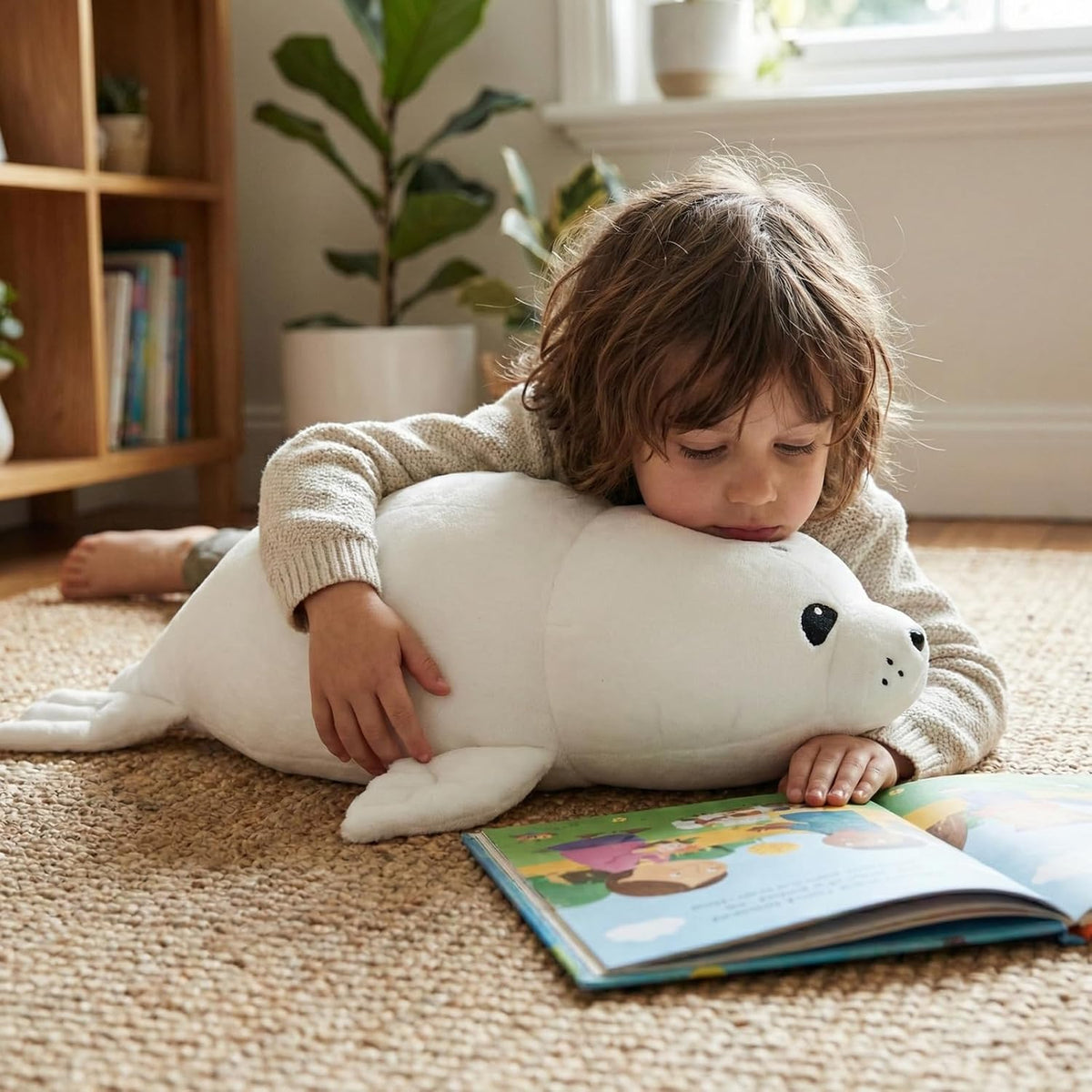 WEIGEDU - Almohada de peluche con sello de bebé, color blanco, 20 p...