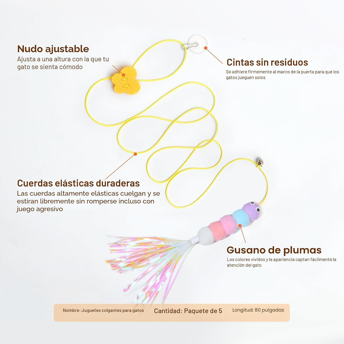 Potaroma Juguetes Interactivos de Plumas para Gatos 5 Piezas, Tease...