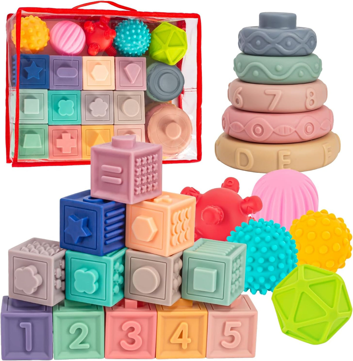 SpringFlower Juguetes Montessori 3 en 1 para bebés de 0-3-6-12 mese...