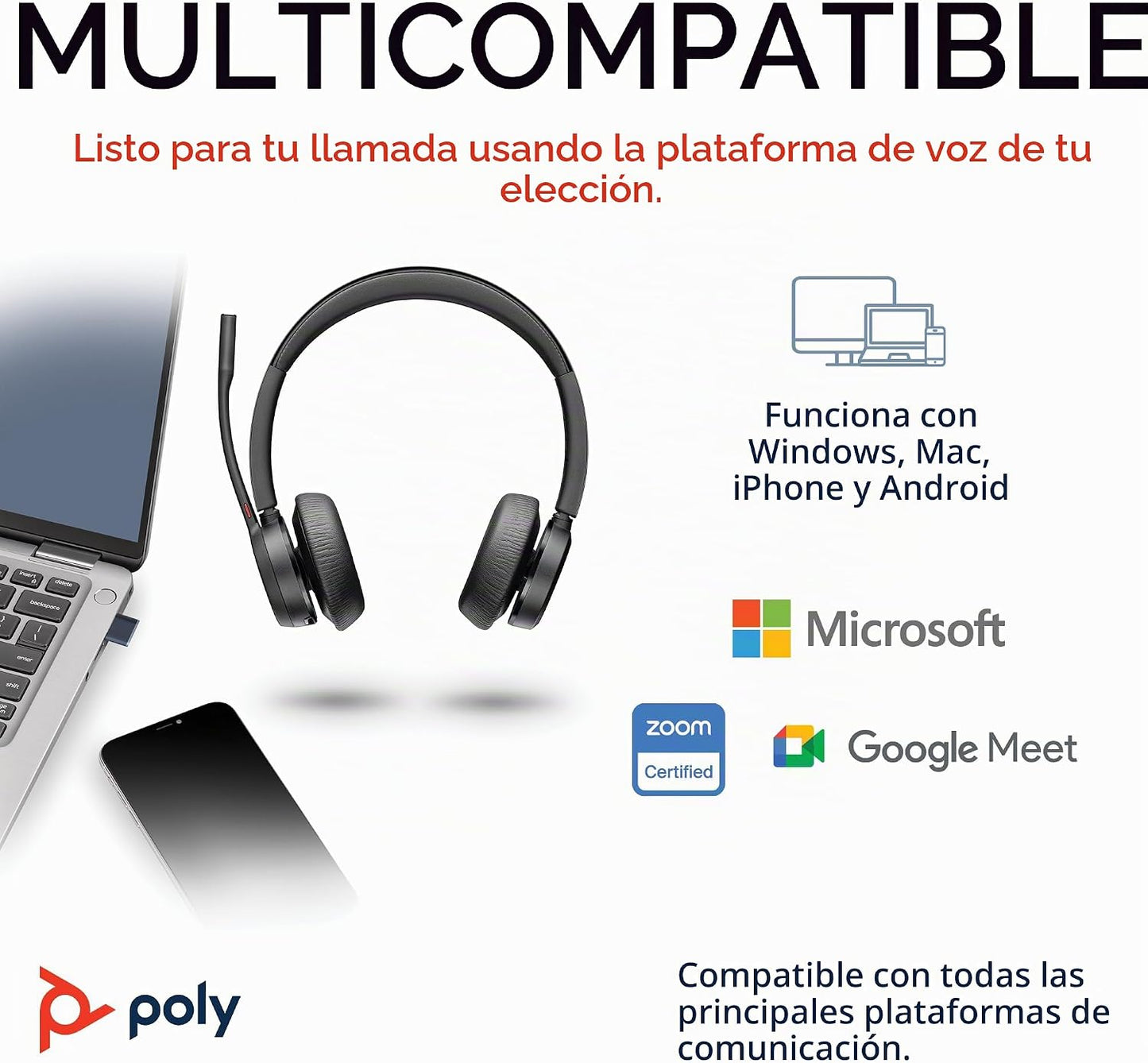 Poly Voyager 4320 UC Auriculares Inalámbricos y Soporte de Carga (P...
