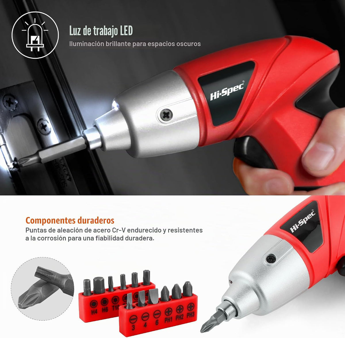 Hi-Spec Destornillador eléctrico pequeño USB de 3.6V y kit de herra...
