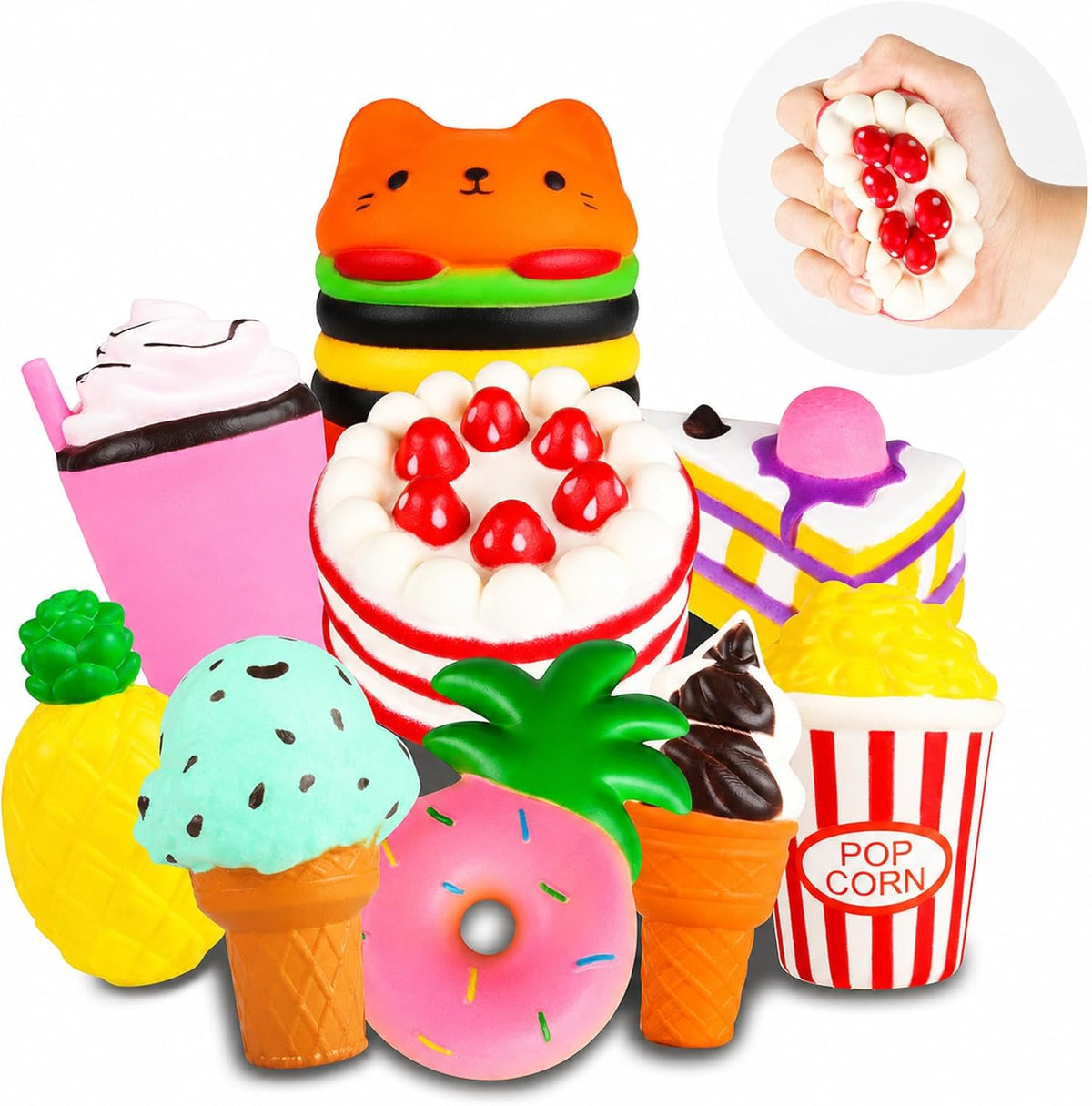Slow Rising Jumbo Squishies - Paquete de 9 juguetes suaves Kawaii S...
