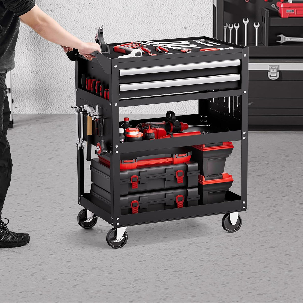VEVOR Carrito de herramientas de 5 niveles con ruedas, capacidad de...
