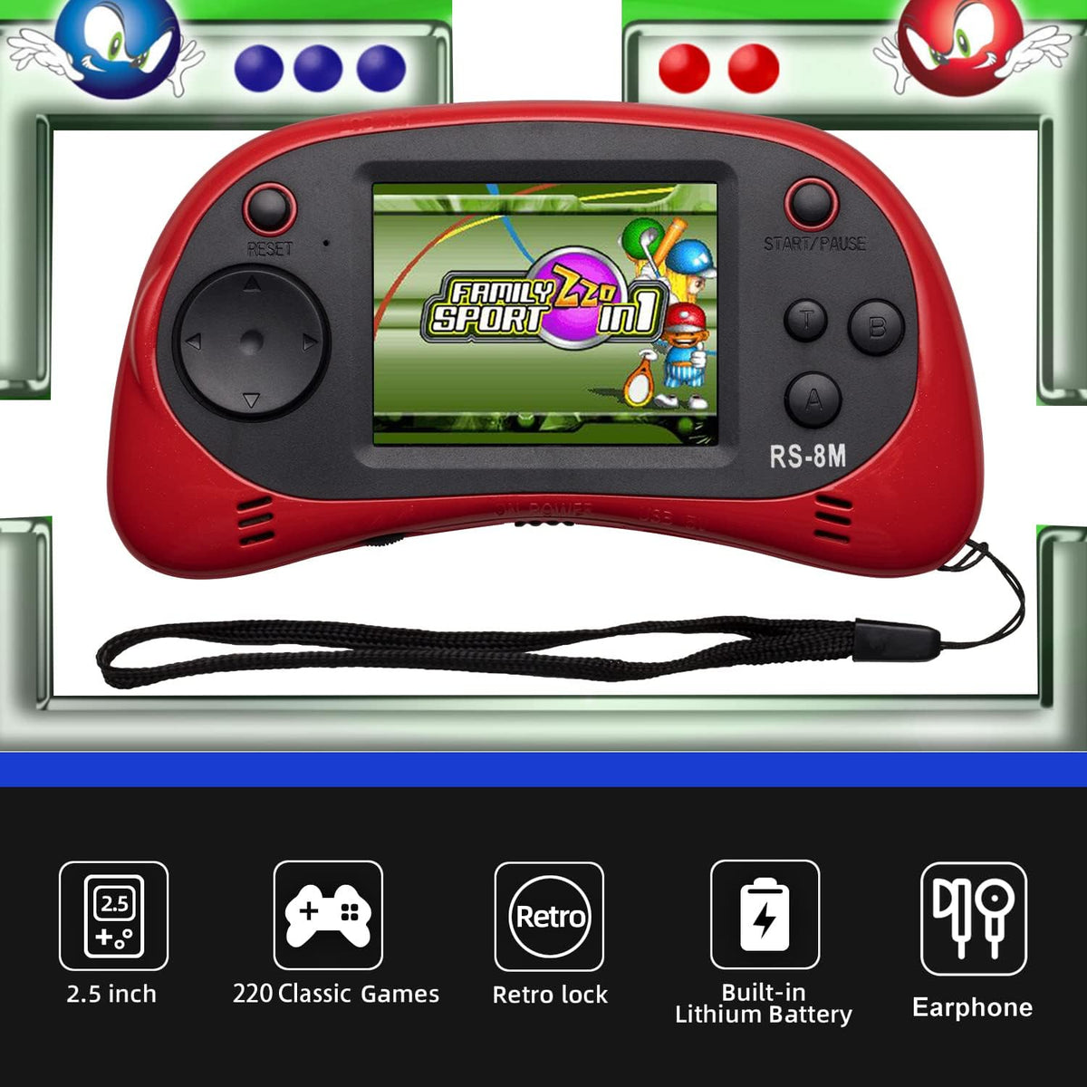 EASEGMER Juegos electrónicos de mano para niños de 16 bits con 220...