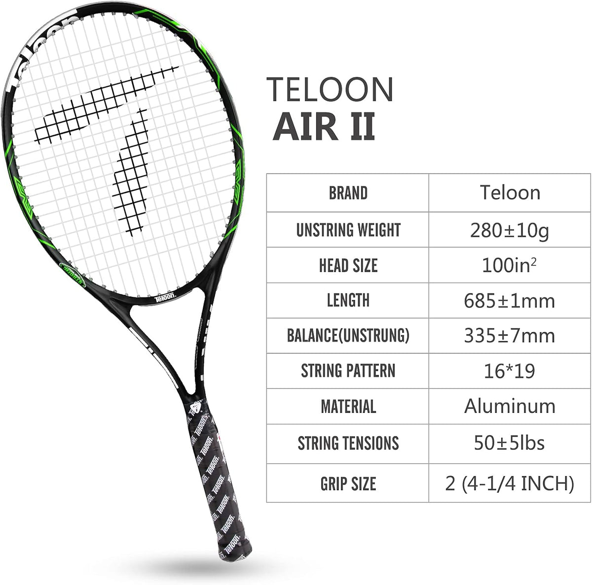 Teloon Raquetas de tenis para adultos, 2 piezas, raqueta de tenis r...