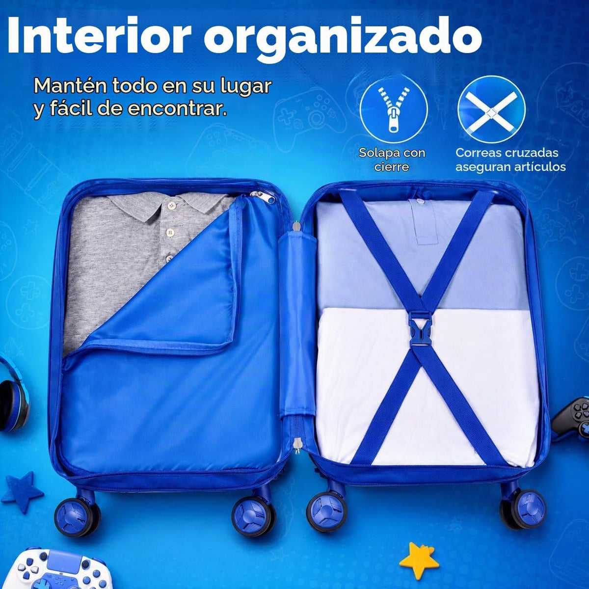 Juego de 5 maletas para niños, aprobado por aerolíneas con ruedas g...