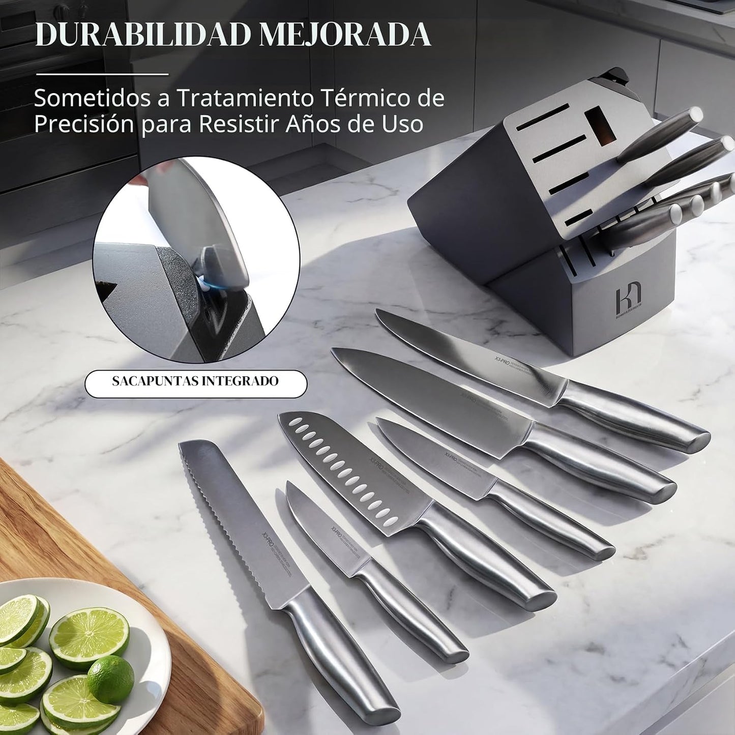 Juego de cuchillos KnifeSaga, juego de 14 piezas de cuchillos de co...