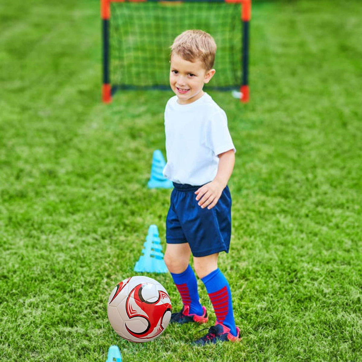 SPDTECH Balón de fútbol tamaño 3, 4, 5 con aguja de bomba, diseño a...