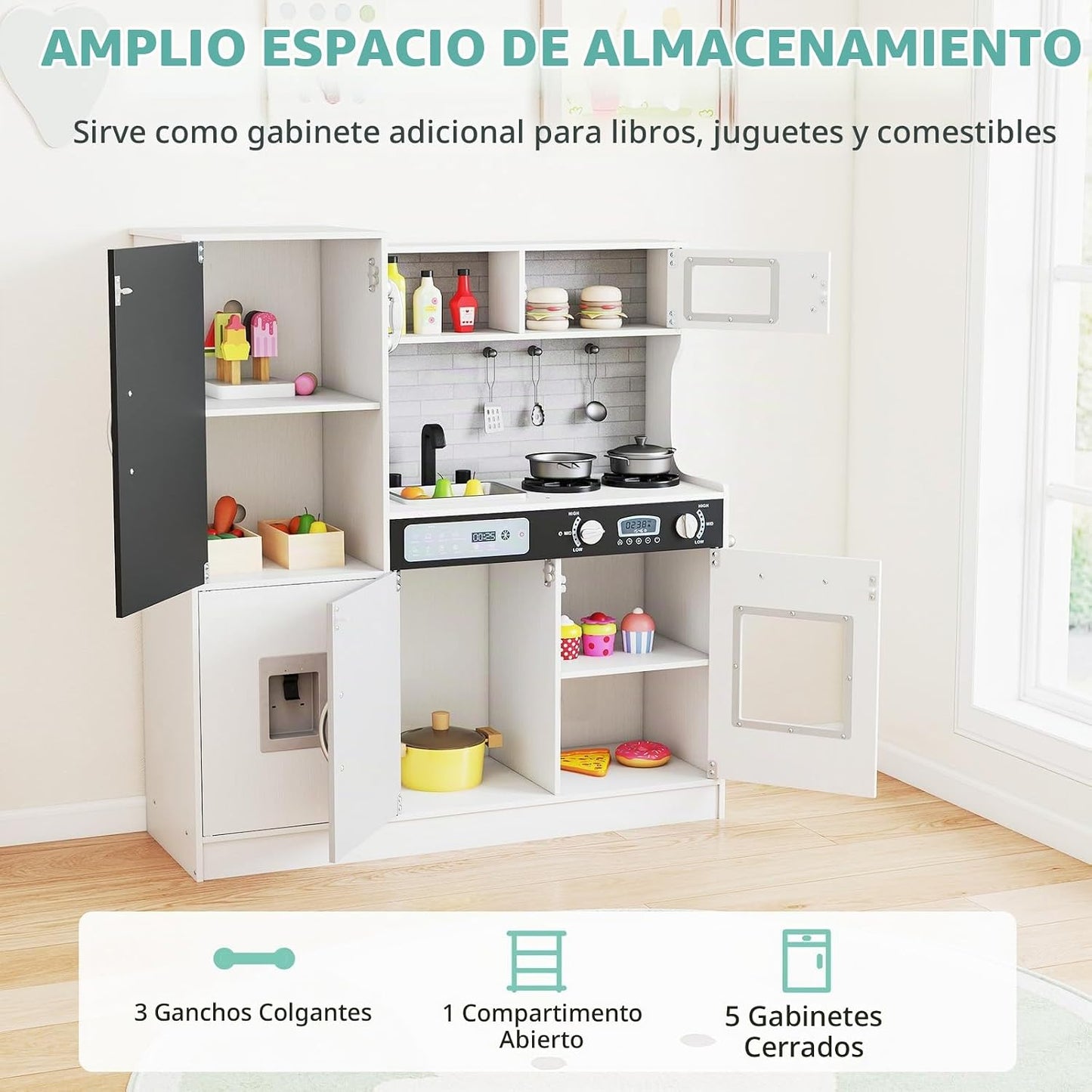 Costzon Juego de cocina para niños, gran juego de juguetes de cocin...