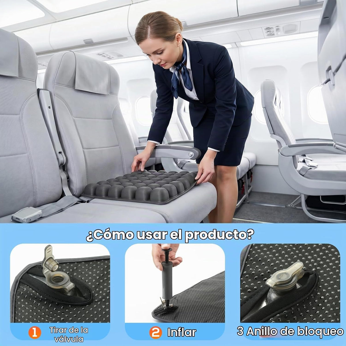 Cojín de asiento de viaje Sondour, cojín para avión de vuelo largo,...