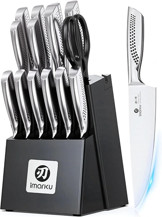 imarku® Juego de cuchillos de cocina, 15 piezas, juego de cuchillos...