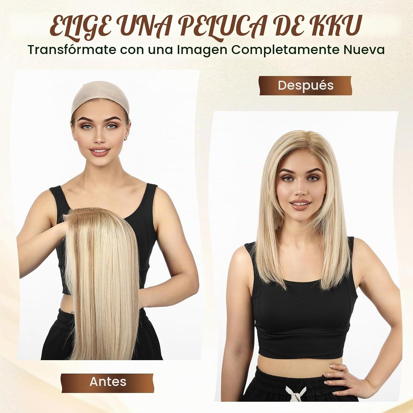 Wear but free KKU Pelucas de cabello 100% humano para mujer, peluca...