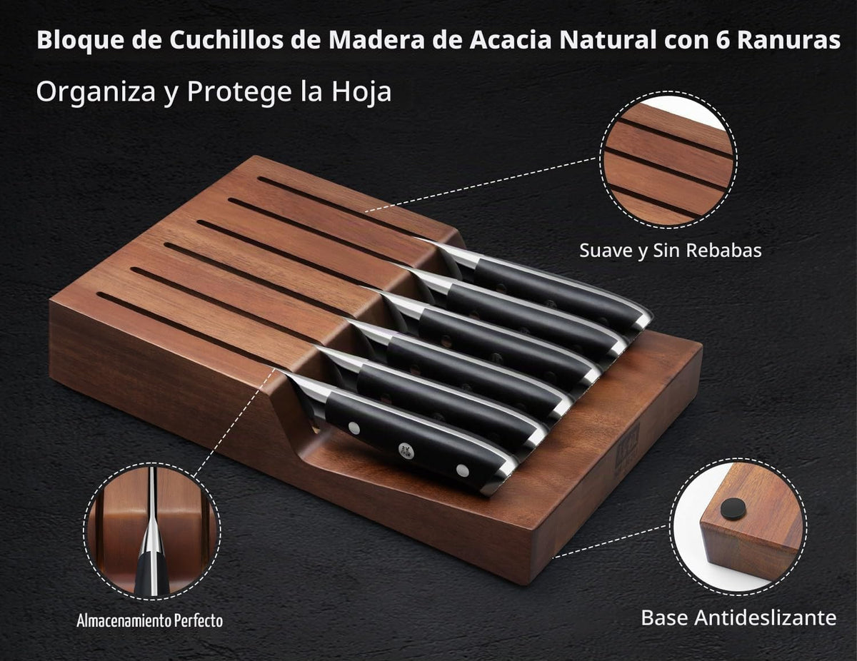Juego de 7 cuchillos para carne SHAN ZU, juego de cuchillos para ca...