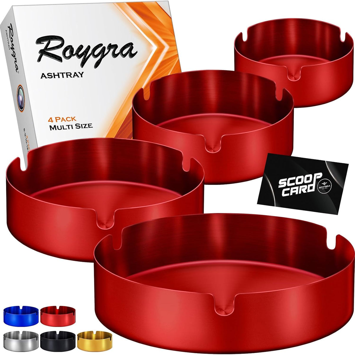 roygra Bandeja de cenizas (paquete de 4), cenicero al aire libre pa...
