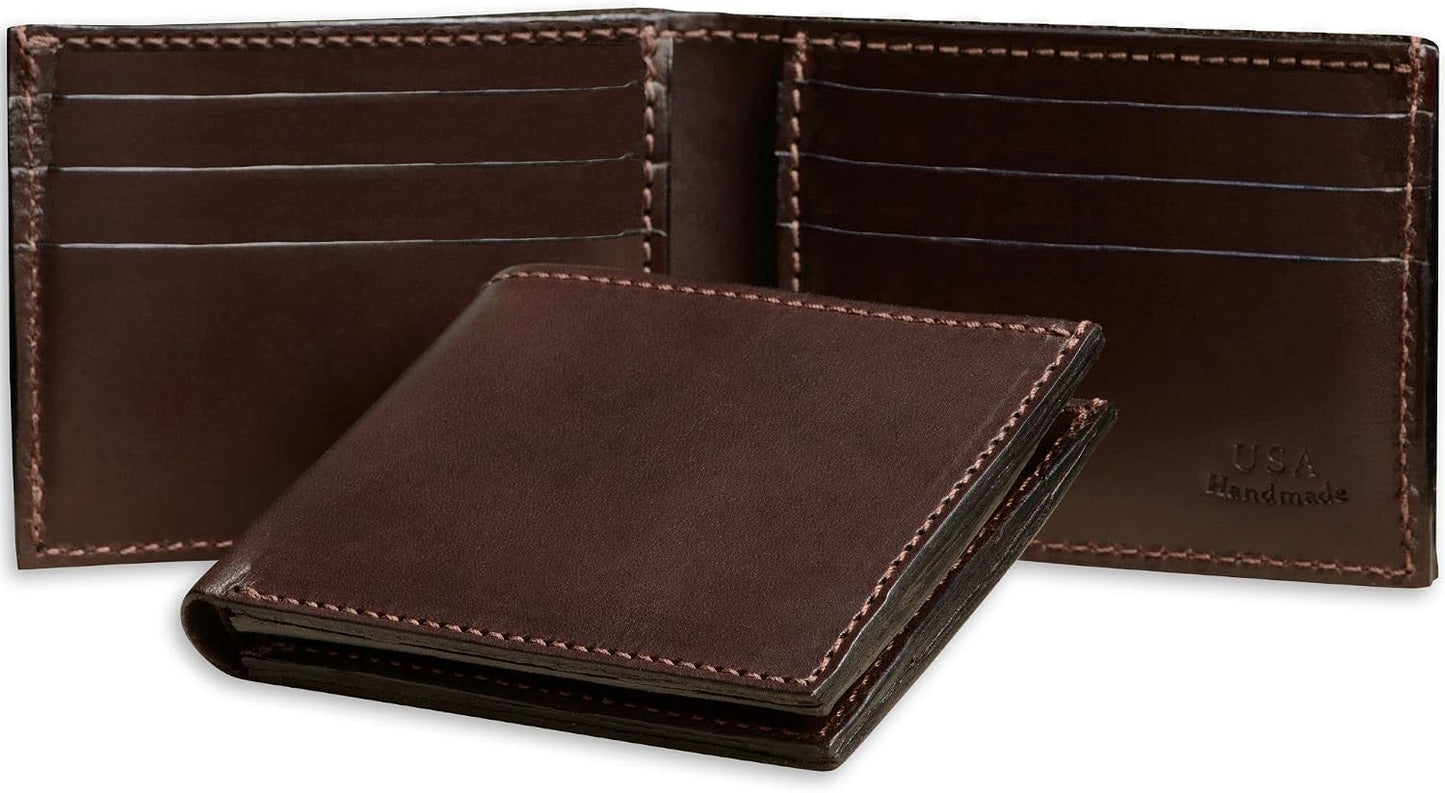 Billetera plegable de cuero de grano completo premium para hombre,...