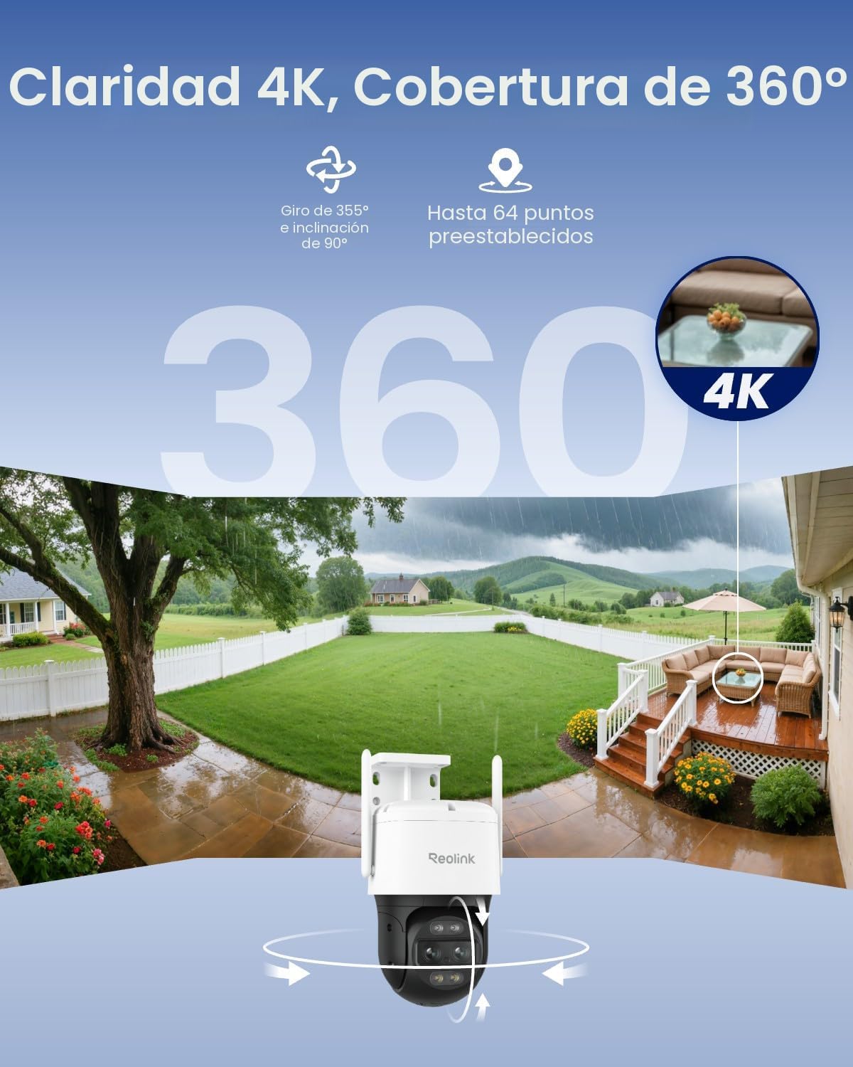 REOLINK Cámara de seguridad al aire libre con cable WiFi de la lent...