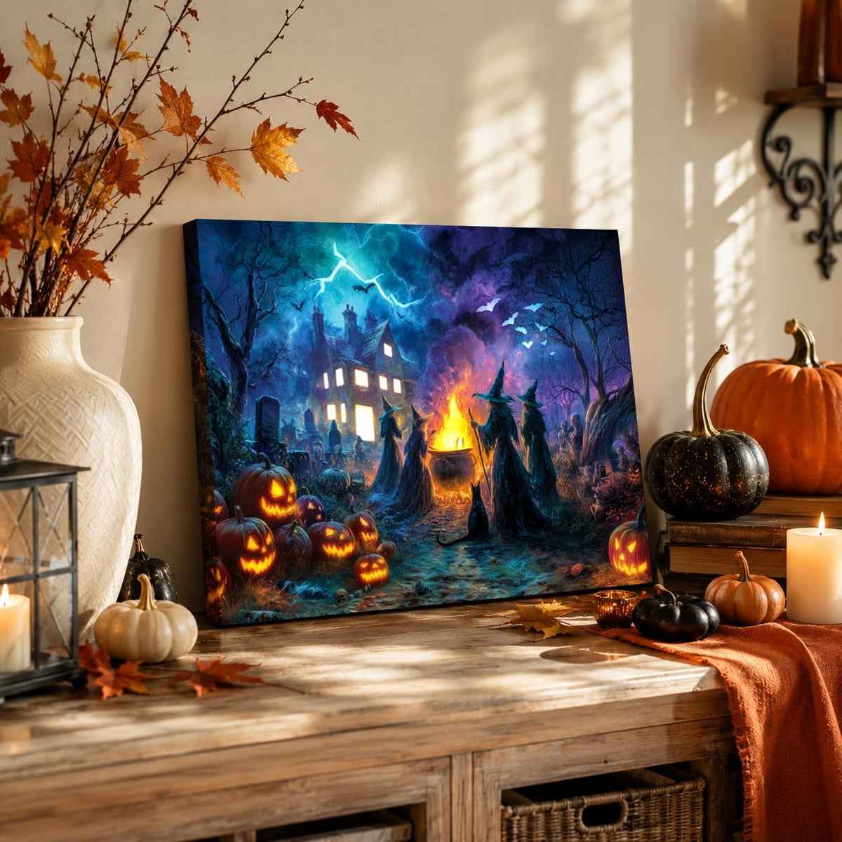 Arte de pared LED de Halloween de 20 x 16 pulgadas, regalo para el...