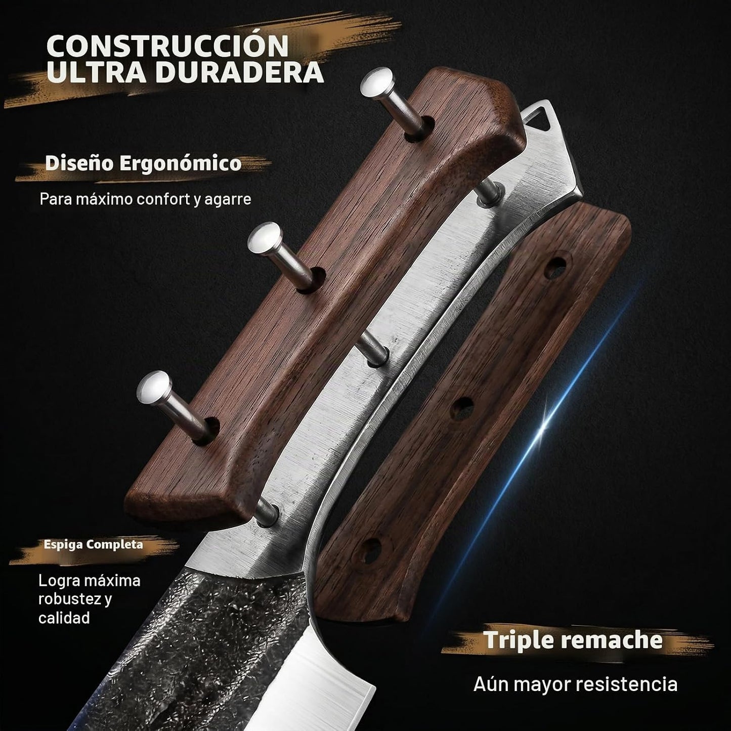 Dfito Juego de cuchillos de carnicero con bolsa de rollo, juego de...