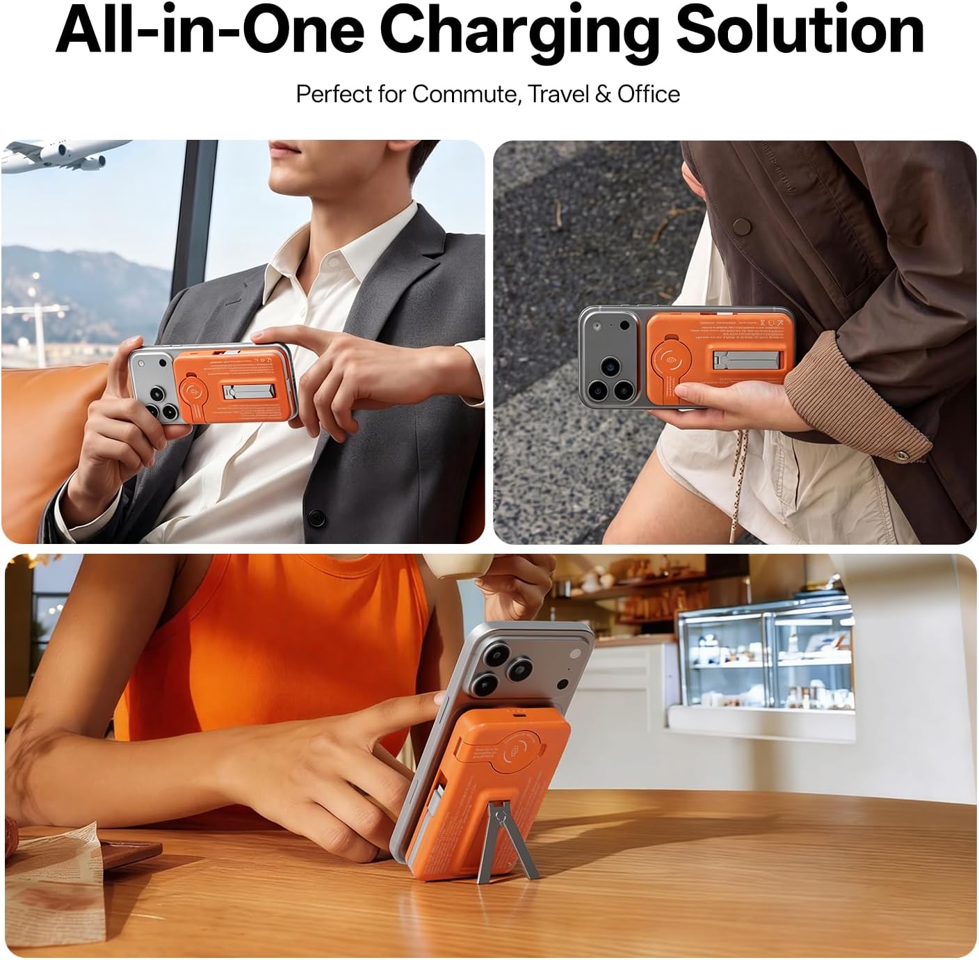 Q Cargador portátil inalámbrico magnético de 10,000 mAh, batería ex...