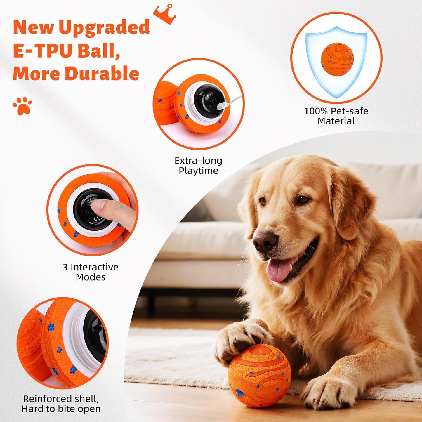Pelota de juguetes inteligentes interactivos para perros, movimient...