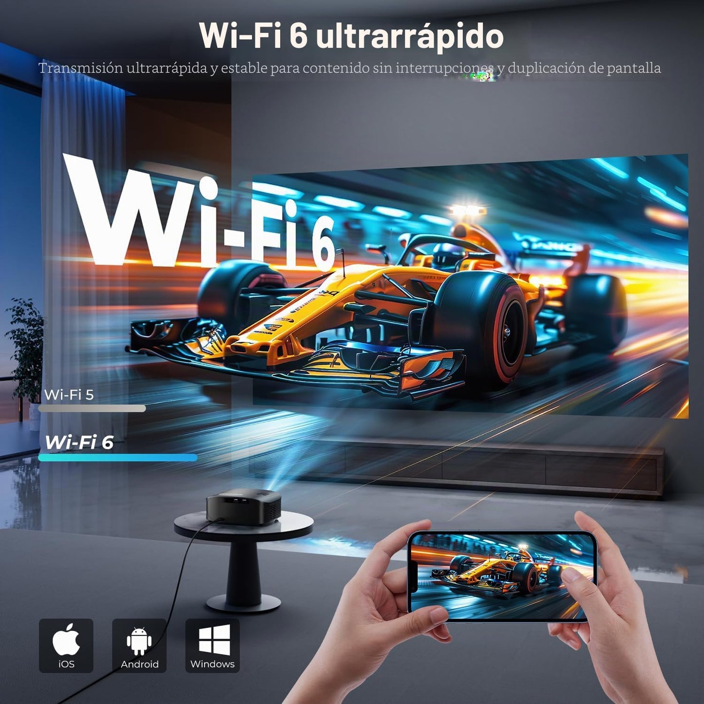 Mini proyector GOODEE [Google TV con licencia oficial] Aplicaciones...