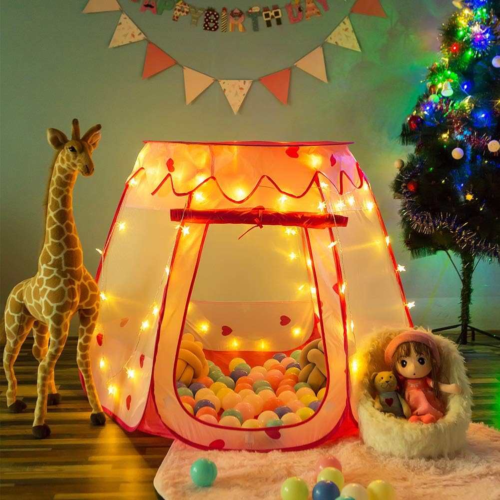 Crayline - Tienda de campaña desplegable de princesa con luz de est...