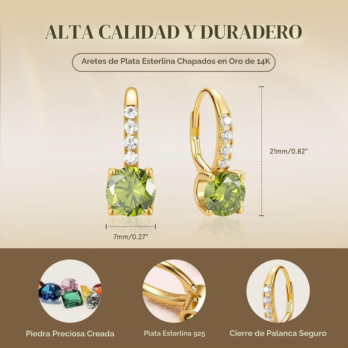 FANCIME Pendientes colgantes de plata de ley chapada en oro de 14 q...