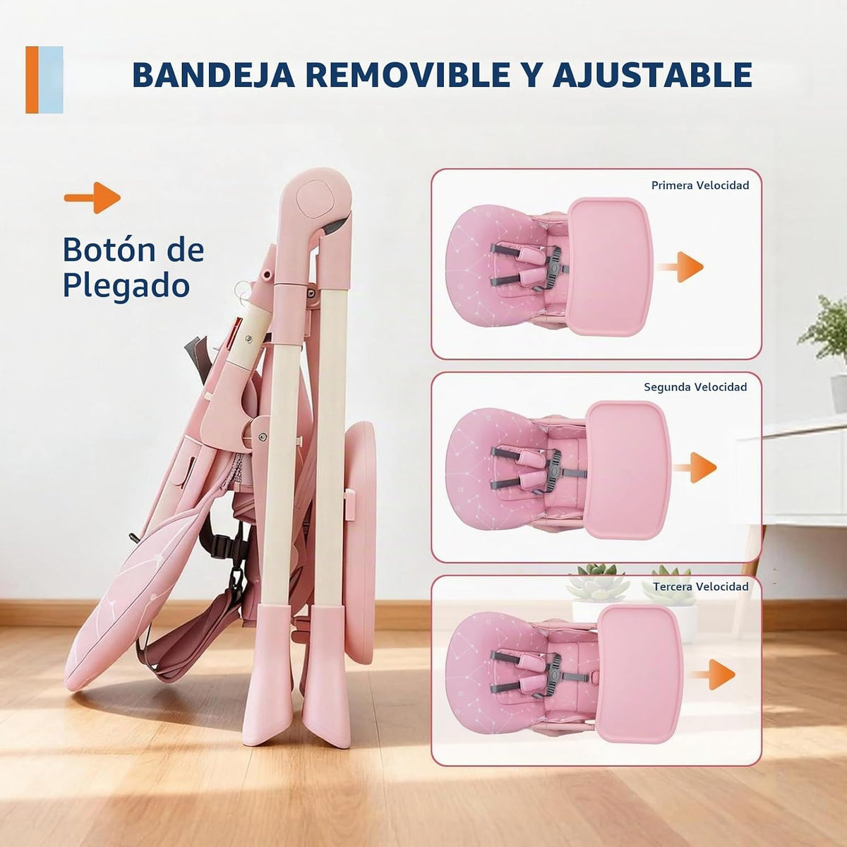 Silla alta para bebé, sillas de alimentación plegables para bebés y...